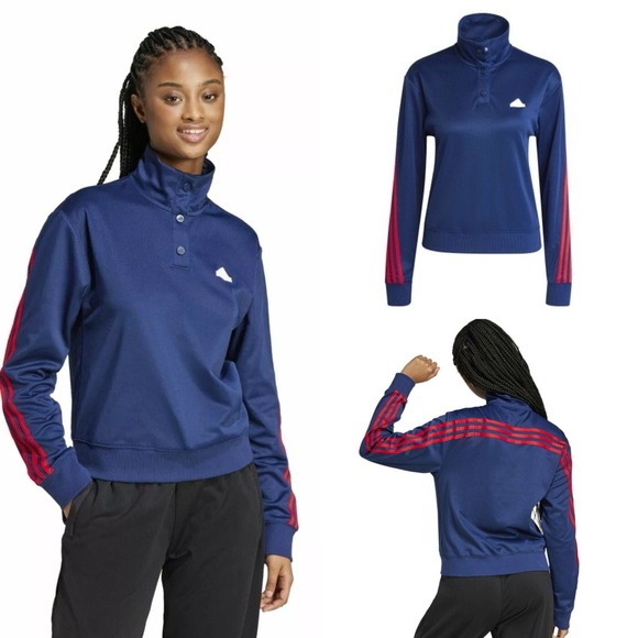 Adidas Iconic Wrapping 3-Stripes Snap Track Top - Picture 1 of 7